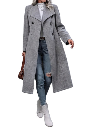 Gray Over-the-Knee Thickened Coat for Office Wear