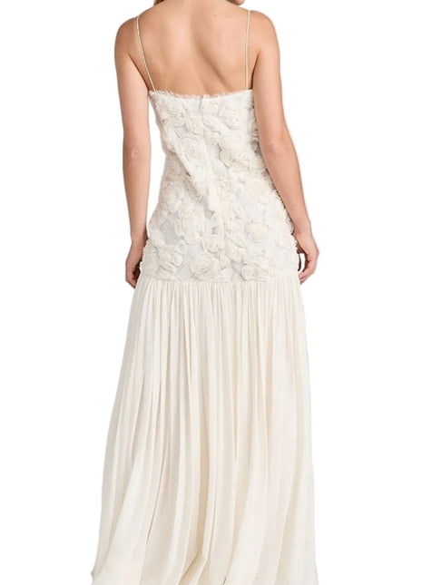 White Floral Appliqué Dress for Women
