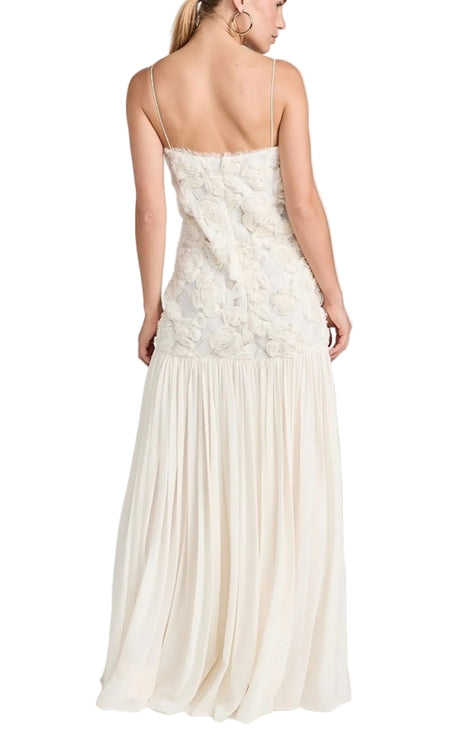White Floral Appliqué Dress for Women