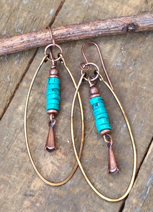 Turquoise Beaded Pendant Earrings