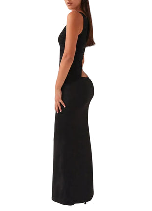 Stylish Polyester Two-Piece Skirt Black Set
