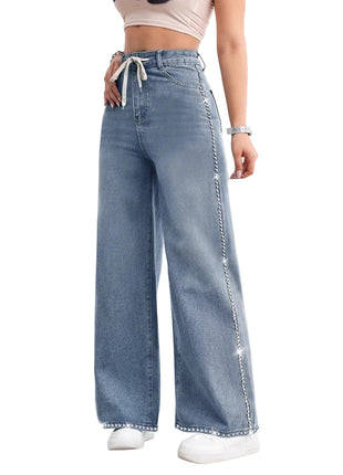 Versatile women’s high waist wide leg jeans for casual outfits, streetwear looks, and everyday styling.