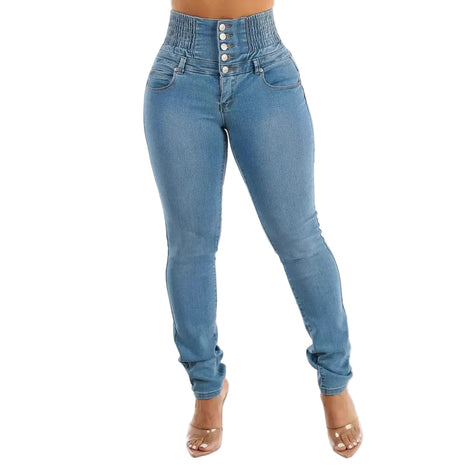 Versatile women’s high waist stretch jeans for casual outfits, street style, travel, and daily wear.