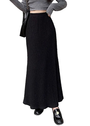 Versatile Women's Vintage Crumpled Long Skirt for Autumn Styling