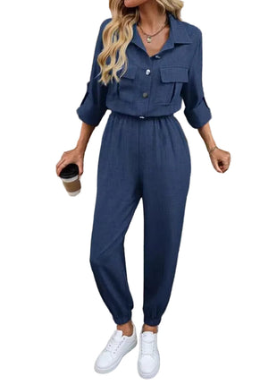 Women's Long-Sleeved Lapel Jumpsuit