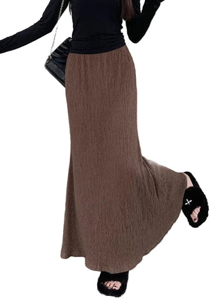 Women's Artistic Retro Long Skirt with Crumpled Texture