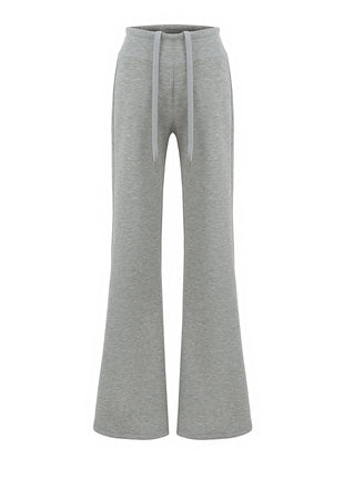 Gray sweatpants with a drawstring on a white background
