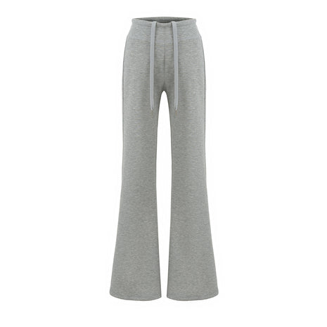 Gray sweatpants with a drawstring on a white background