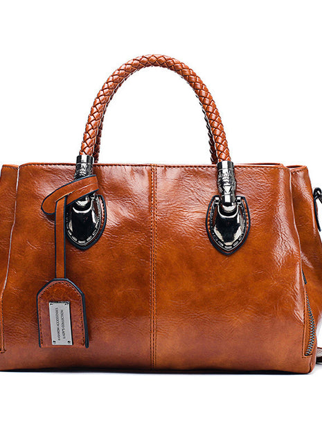Vintage Oil Wax Leather Luxury Handbags – Elegant Vintage Style with Exceptional Organization brown