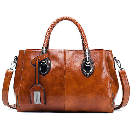 Vintage Oil Wax Leather Luxury Handbags – Elegant Vintage Style with Exceptional Organization brown