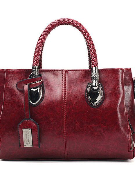 Vintage Oil Wax Leather Luxury Handbags – Elegant Vintage Style with Exceptional Organization dark brown