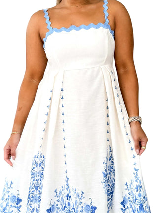 Blue Backless High Waist Summer Dress