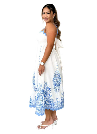 Blue Backless High Waist Summer Dress