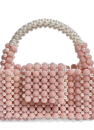 Waxberry Pearl Ball Handmade Beaded Handbag | Elegant Acrylic Pearl Purse pink blndl online shop