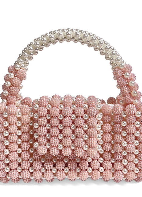 Waxberry Pearl Ball Handmade Beaded Handbag | Elegant Acrylic Pearl Purse pink blndl online shop