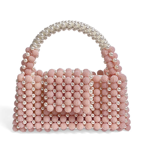 Waxberry Pearl Ball Handmade Beaded Handbag | Elegant Acrylic Pearl Purse pink blndl online shop
