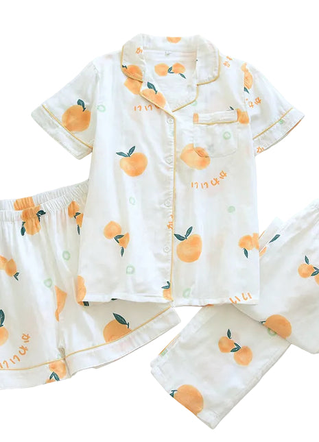 Versatile Women's Three-Piece Cotton Pyjamas 