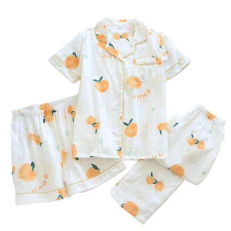 Versatile Women's Three-Piece Cotton Pyjamas 