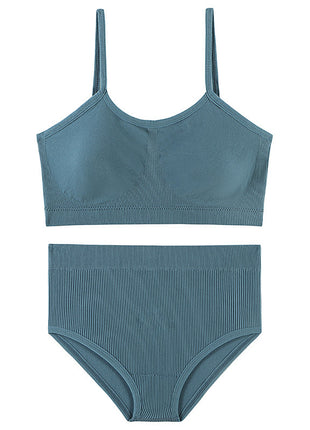 Women's Seamless Full Cup Bra and Panty Blue Set BLNDL