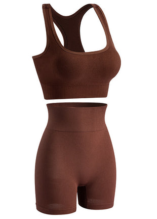 Wireless Yoga Bra Set with Matching Shorts