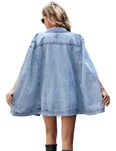 Sleeveless Japanese Style Denim Jacket with Asymmetrical Design
