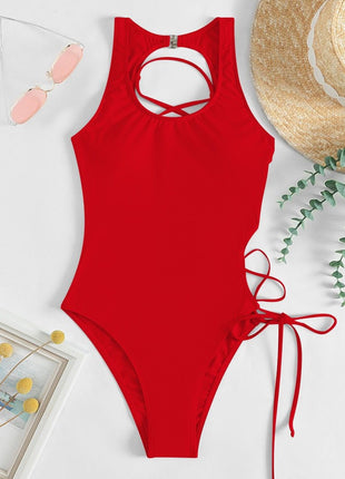 Women's Back Hollow-Out Strap One-Piece Swimsuit