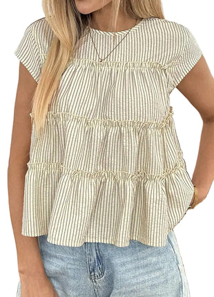 Women's Casual Crew Neck Striped T-Shirt – Everyday Comfort Meets Timeless Style blndl