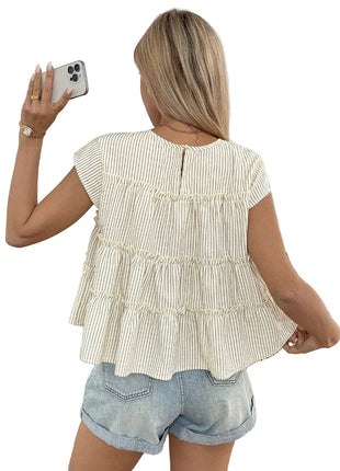 Women's Casual Crew Neck Striped T-Shirt – Everyday Comfort Meets Timeless Style shop blndl 