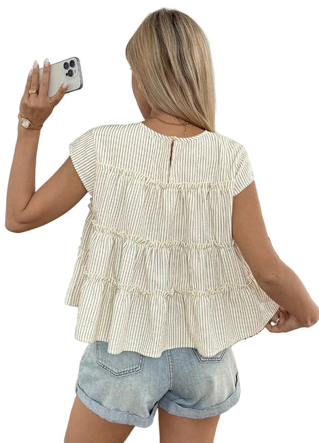 Women's Casual Crew Neck Striped T-Shirt – Everyday Comfort Meets Timeless Style shop blndl 