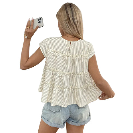 Women's Casual Crew Neck Striped T-Shirt – Everyday Comfort Meets Timeless Style shop blndl 