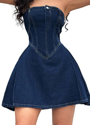 Women's Off-Shoulder Corset Denim Mini Dress
Blue Denim-Look Off-Shoulder Mini Dress
Corset Waist Sleeveless Denim Dress
Women's Casual Denim Mini Dress
Versatile Off-Shoulder Blue Mini Dress
