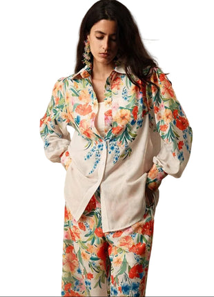 Yellow Floral Women's Matching Set for Spring and Summer
