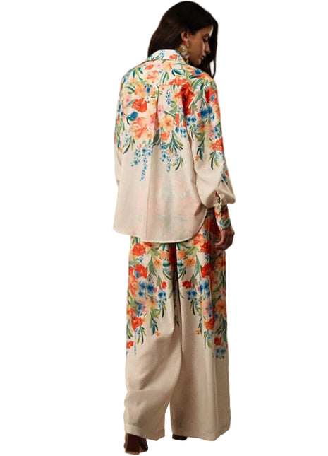 Yellow Floral Women's Matching Set for Spring and Summer