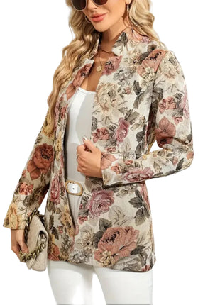 Floral Polyester Jacket for Spring and Autumn