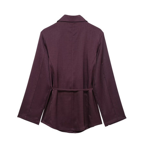 dark purple Women's Smart Casual Shirt and Trouser Outfit blndl 