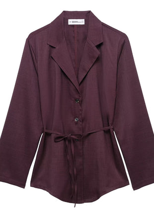 Elegant Dark Purple Women's Casual Pants Suit blndl