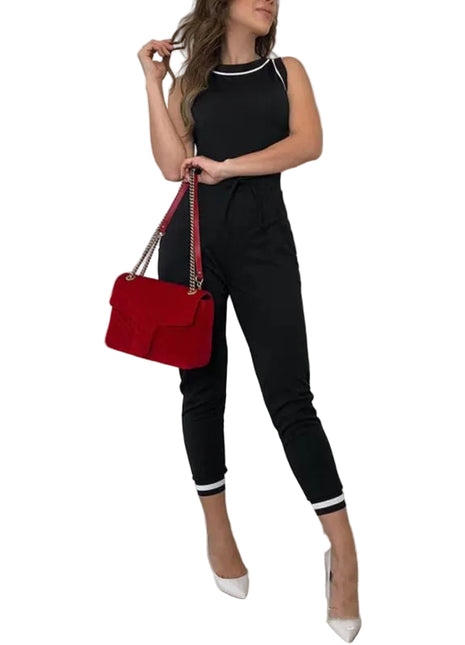 Black Sleeveless One-Piece Jumpsuit for Everyday Wear