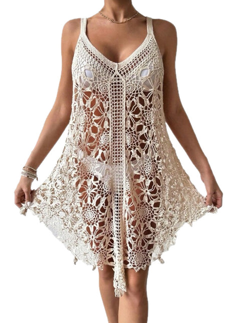 White crochet dress on a white background