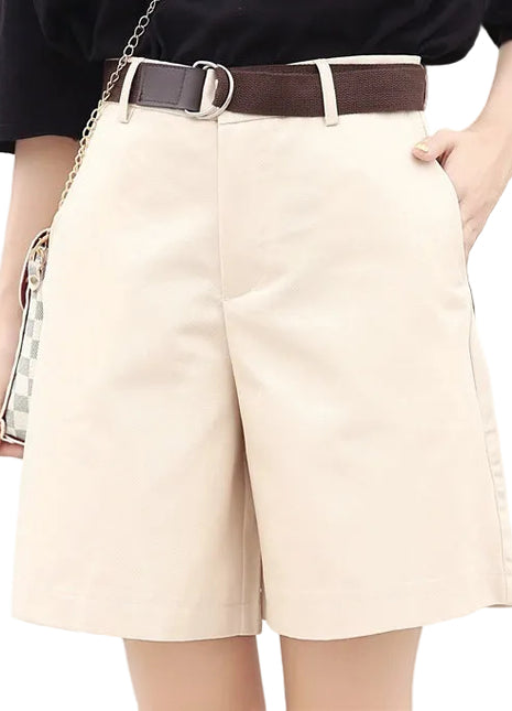 Casual Cotton Belted Shorts for Women's Summer Fashion
