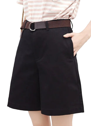 Women's Breathable High Waist Straight-Leg Cotton Shorts
