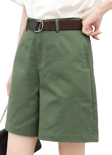 Versatile Women's High Waist Cotton Shorts with Matching Belt