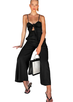 Stylish Cotton Sling Jumpsuit for Vacation and Summer Wear black