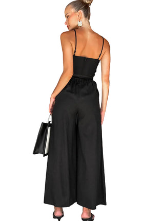 Women's 100% Cotton Sling Wide-Leg Loose Jumpsuit