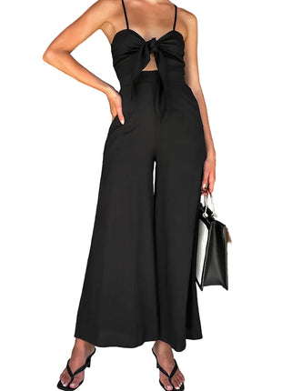 Women's Relaxed Fit Cotton One-Piece Wide-Leg black Outfit