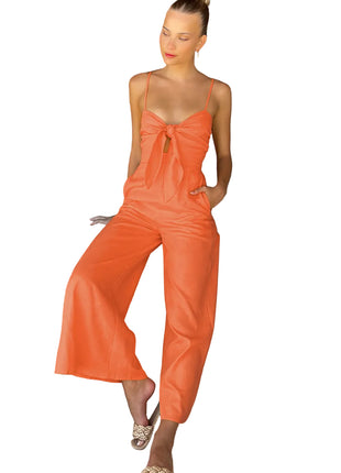 Women's Cotton Sling Wide-Leg Loose Jumpsuit