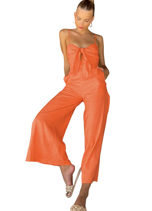 Women's Cotton Sling Wide-Leg Loose Jumpsuit