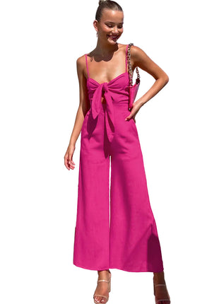Women's Relaxed Fit Cotton One-Piece Wide-Leg Outfit Rose