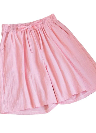 Women's Casual Pink Loose-Fit Cotton Shorts for Summer