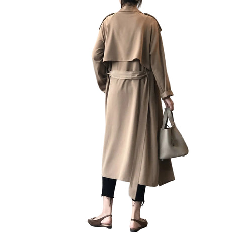 Women's Elegant Khaki Long Trench Coat