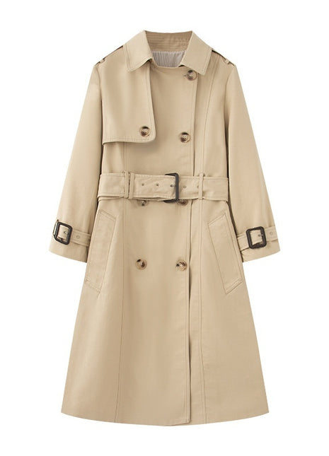 Mid-Length Trench Coat in Deep Khaki with Elegant Design